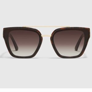 Quay Australia Brown Sweet Talker Tortoiseshell Sunglasses with Gold Top Bar